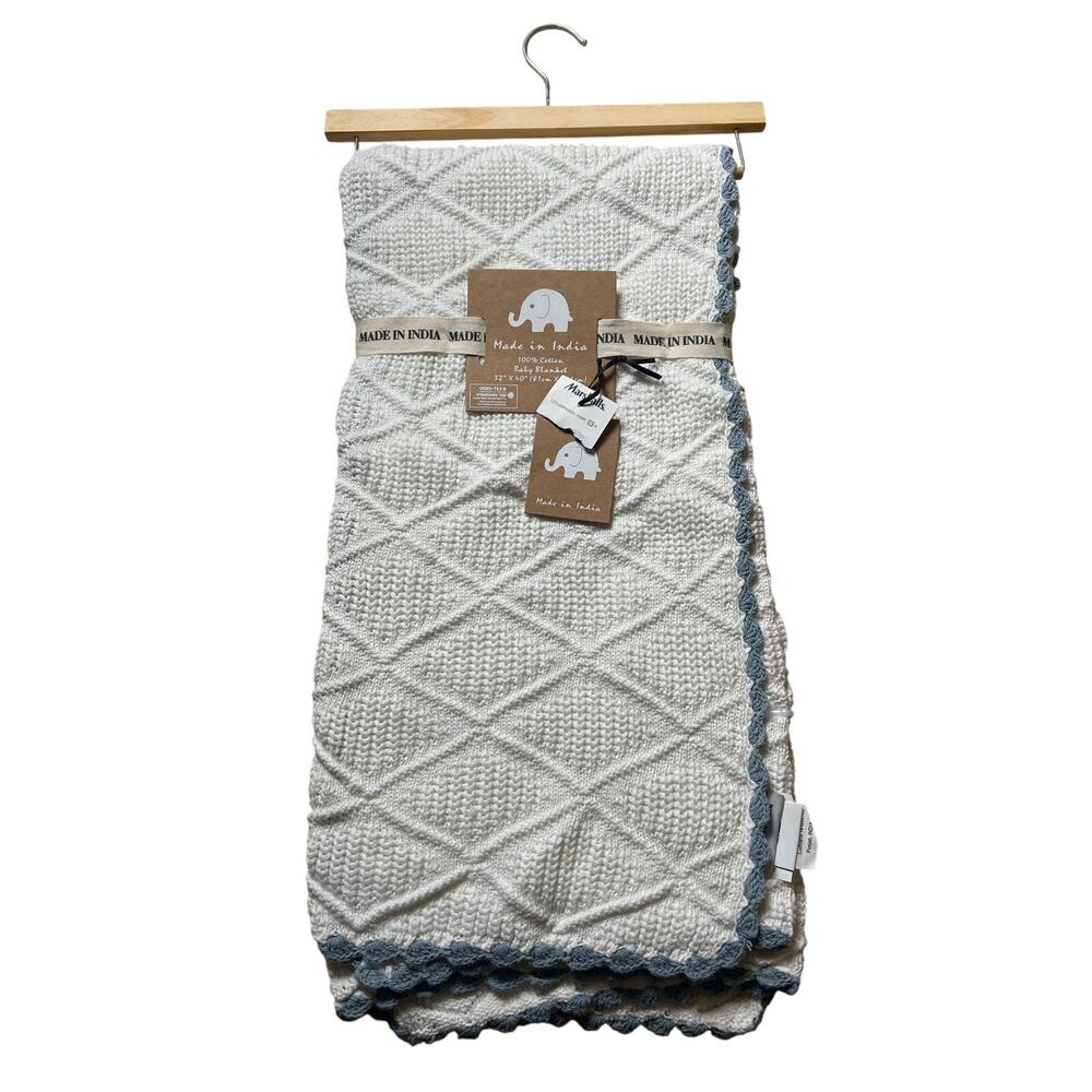 NWT Made In India Toddler White Crochet Blanket